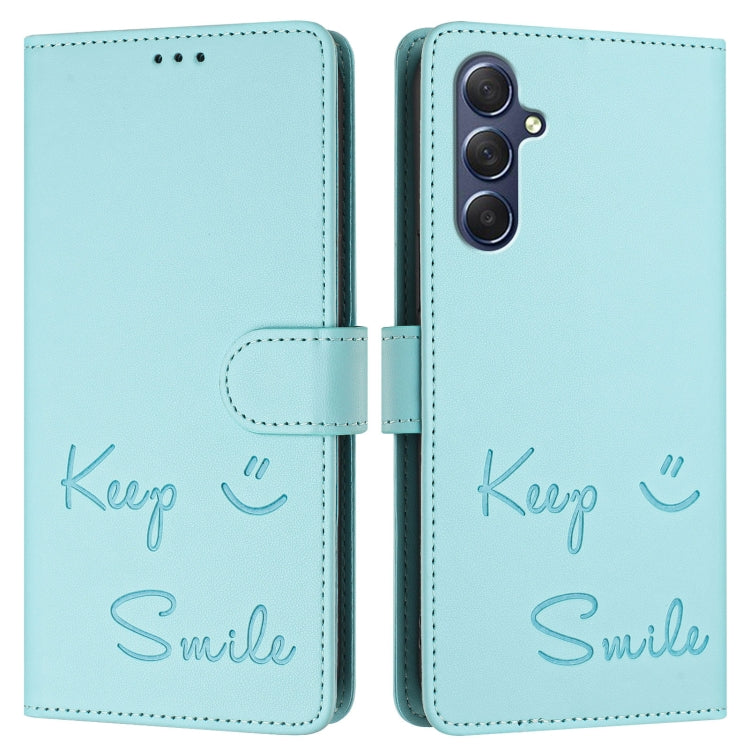 For Samsung Galaxy M54 / F54 5G Smile Embossing RFID Leather Phone Case