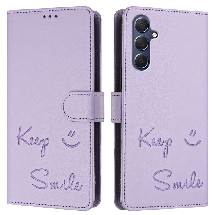 For Samsung Galaxy M54 / F54 5G Smile Embossing RFID Leather Phone Case