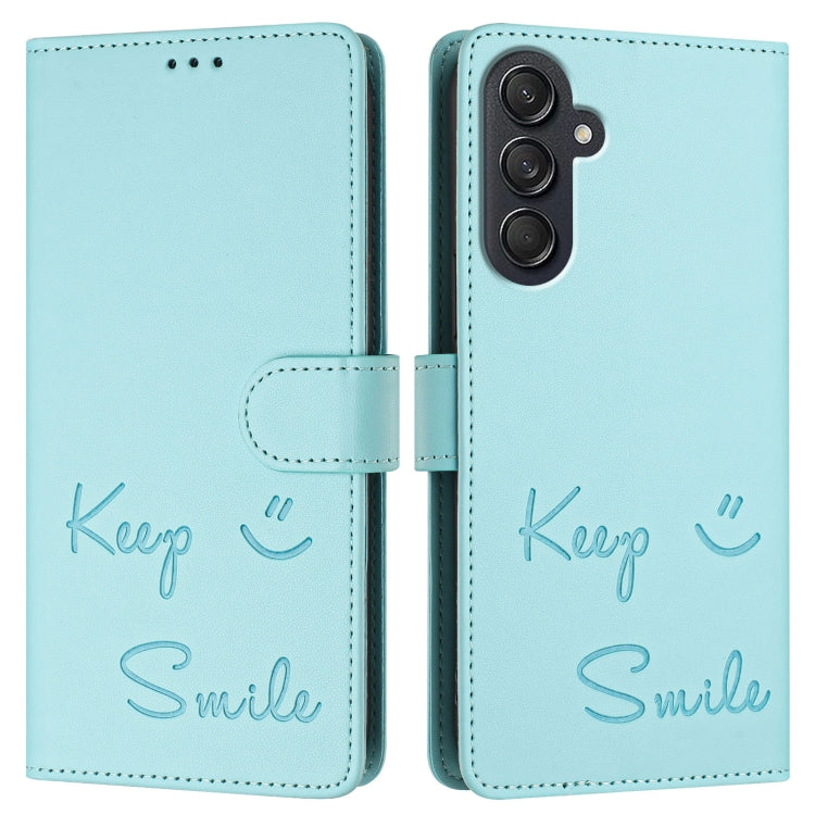 For Samsung Galaxy M55 / C55 5G Smile Embossing RFID Leather Phone Case