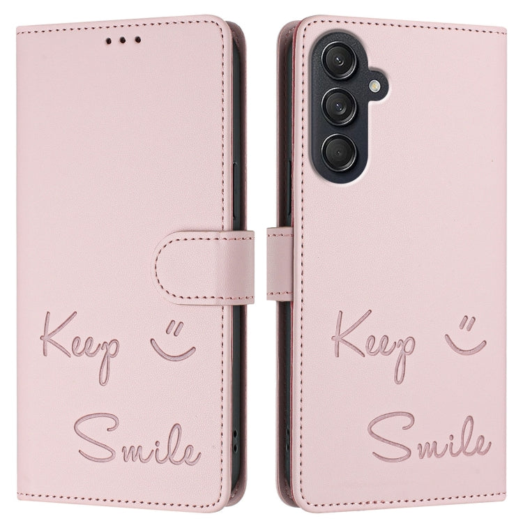 For Samsung Galaxy M55 / C55 5G Smile Embossing RFID Leather Phone Case