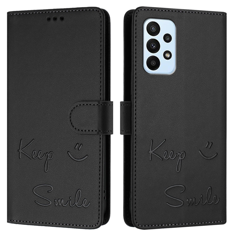 For Samsung Galaxy M23 5G / M13 4G Smile Embossing RFID Leather Phone Case