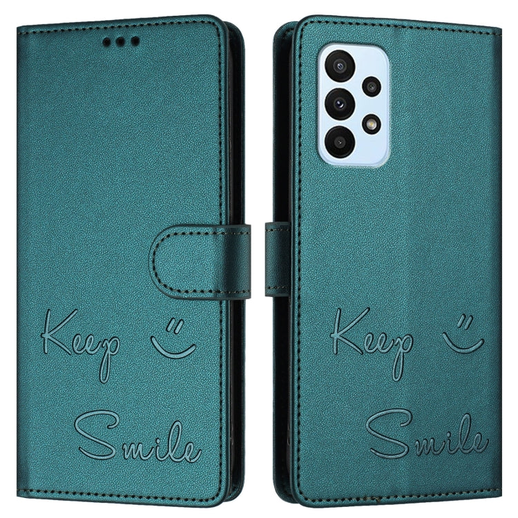 For Samsung Galaxy M23 5G / M13 4G Smile Embossing RFID Leather Phone Case