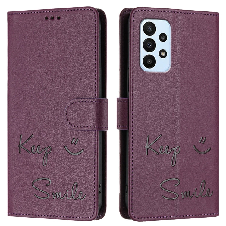 For Samsung Galaxy M23 5G / M13 4G Smile Embossing RFID Leather Phone Case