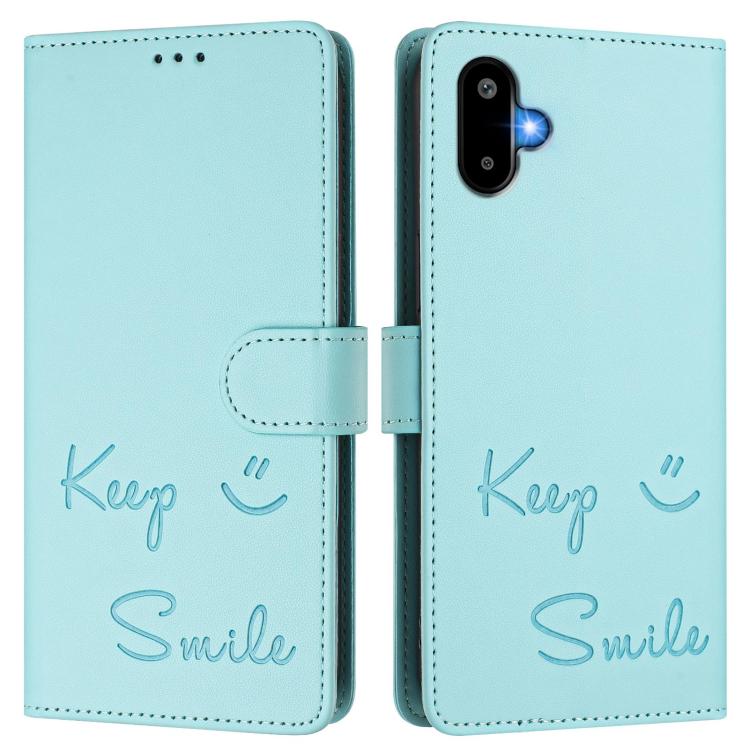 For Samsung Galaxy F06 5G / M06 5G Smile Embossing RFID Leather Phone Case