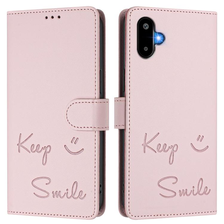 For Samsung Galaxy F06 5G / M06 5G Smile Embossing RFID Leather Phone Case
