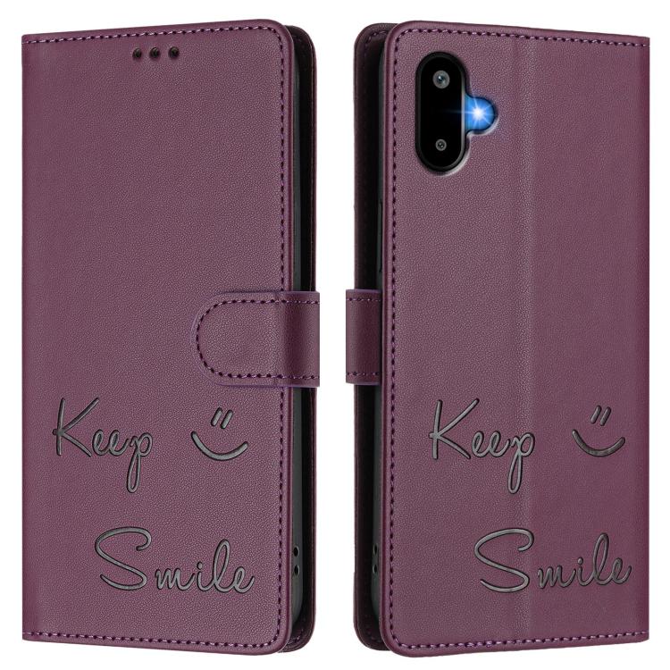 For Samsung Galaxy F06 5G / M06 5G Smile Embossing RFID Leather Phone Case