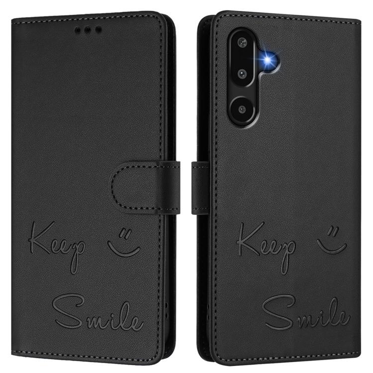 For Samsung Galaxy F16 5G / M16 5G Global Smile Embossing RFID Leather Phone Case