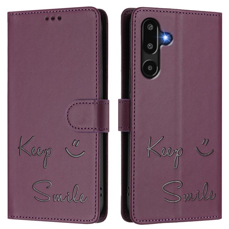 For Samsung Galaxy F16 5G / M16 5G Global Smile Embossing RFID Leather Phone Case