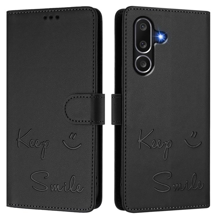 For Samsung Galaxy M56 5G Smile Embossing RFID Leather Phone Case