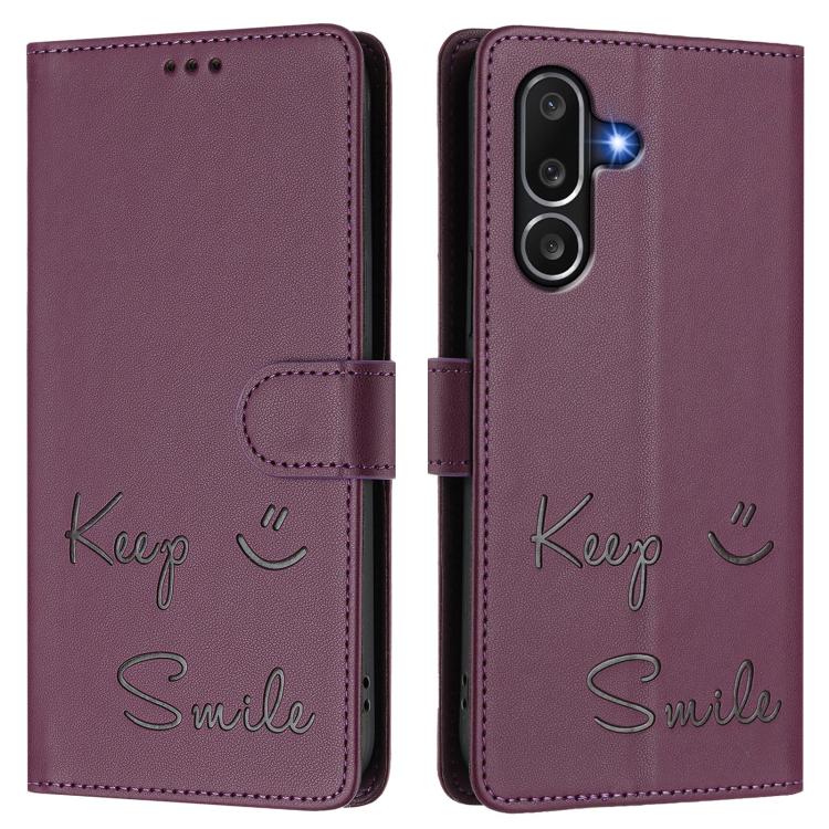 For Samsung Galaxy M56 5G Smile Embossing RFID Leather Phone Case