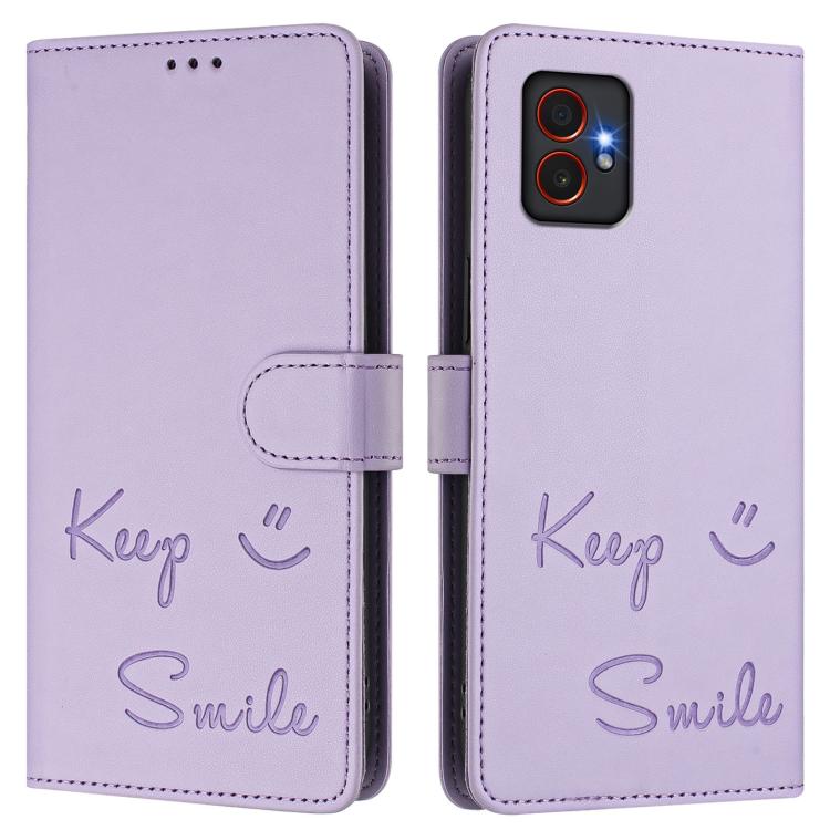 For Samsung Galaxy XCover7 Pro Smile Embossing RFID Leather Phone Case