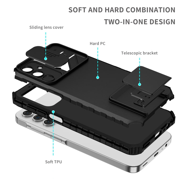 For Samsung Galaxy A35 5G Stereoscopic Holder Sliding Camshield Phone Case