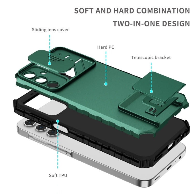 For Samsung Galaxy A35 5G Stereoscopic Holder Sliding Camshield Phone Case