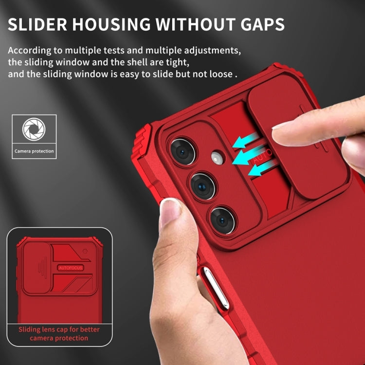 For Samsung Galaxy A55 5G Stereoscopic Holder Sliding Camshield Phone Case
