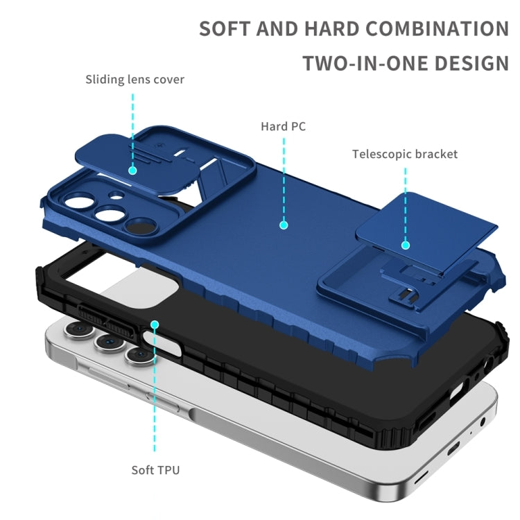 For Samsung Galaxy A55 5G Stereoscopic Holder Sliding Camshield Phone Case