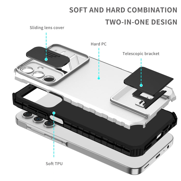 For Samsung Galaxy A25 5G Stereoscopic Holder Sliding Camshield Phone Case