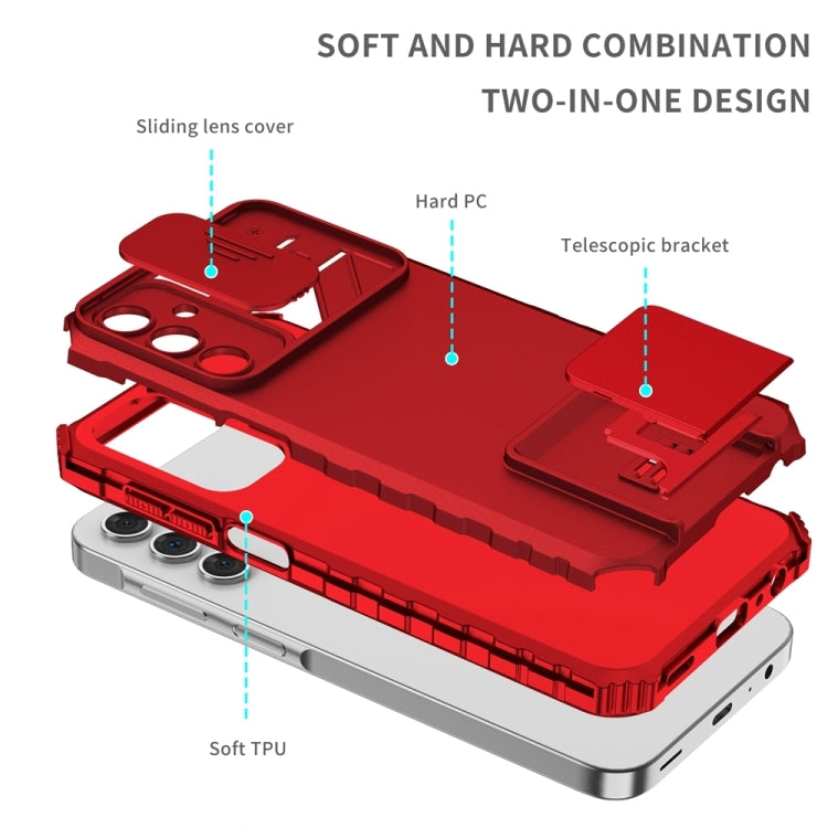 For Samsung Galaxy A25 5G Stereoscopic Holder Sliding Camshield Phone Case