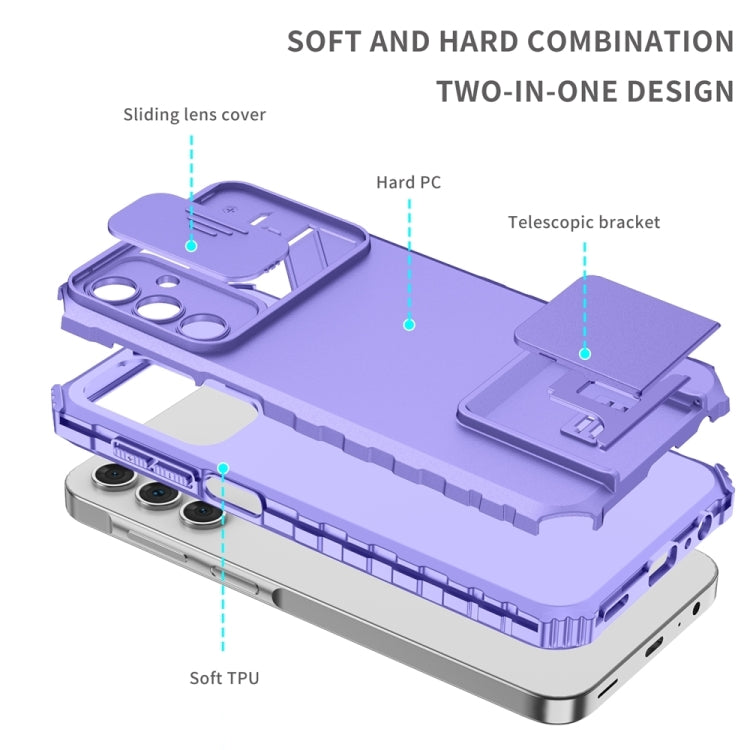 For Samsung Galaxy A25 5G Stereoscopic Holder Sliding Camshield Phone Case