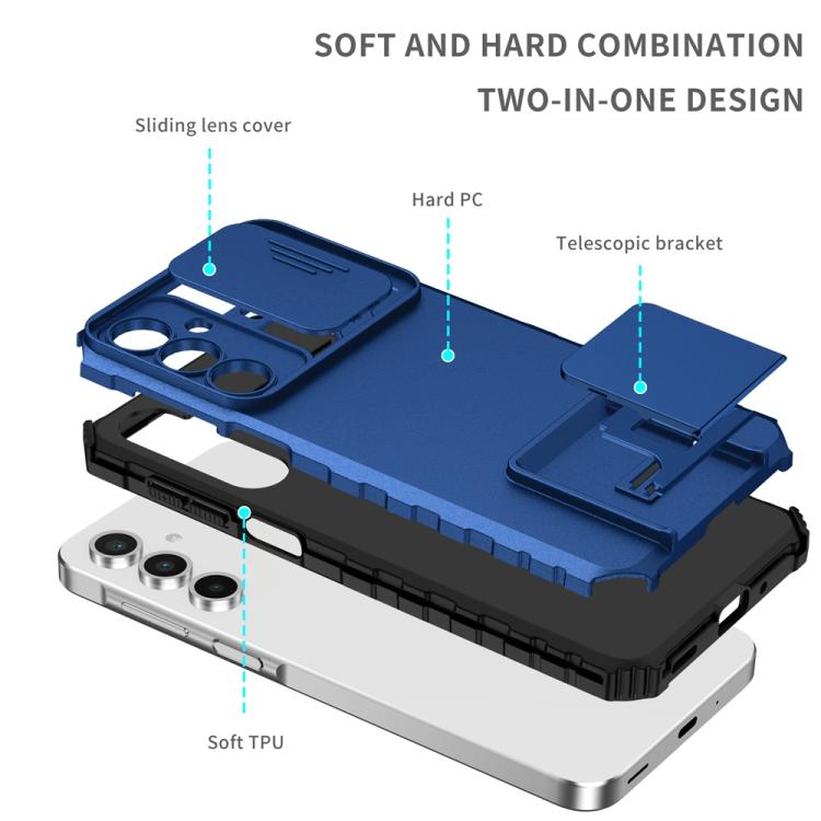 For Samsung Galaxy A36 Stereoscopic Holder Sliding Camshield Phone Case