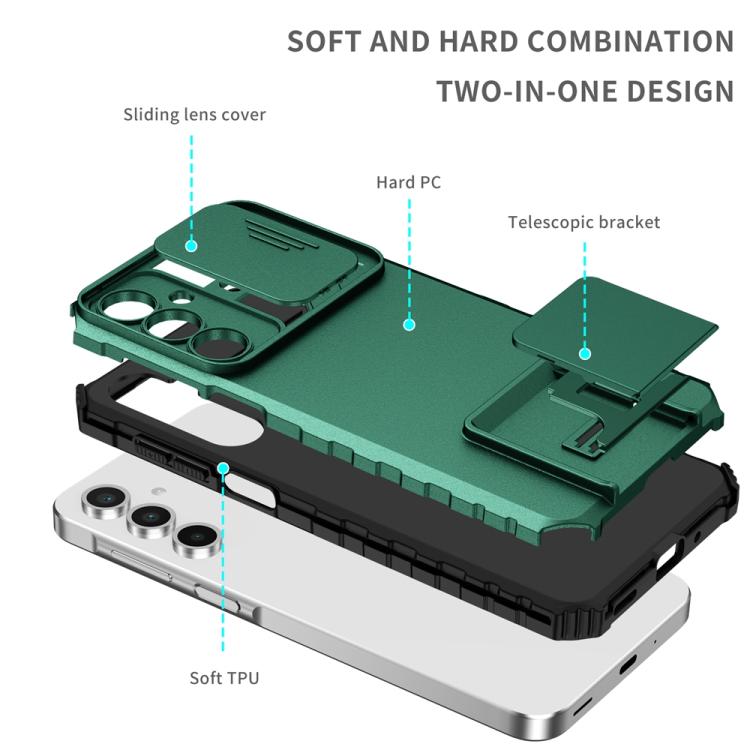 For Samsung Galaxy A36 Stereoscopic Holder Sliding Camshield Phone Case