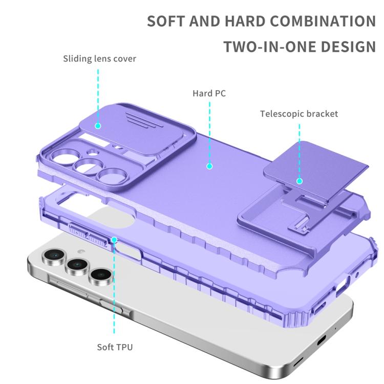 For Samsung Galaxy A36 Stereoscopic Holder Sliding Camshield Phone Case