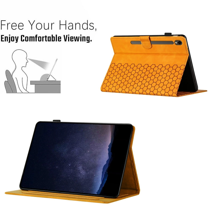 For Samsung Galaxy Tab S9 / S9 FE Honeycomb Embossed Leather Smart Tablet Case