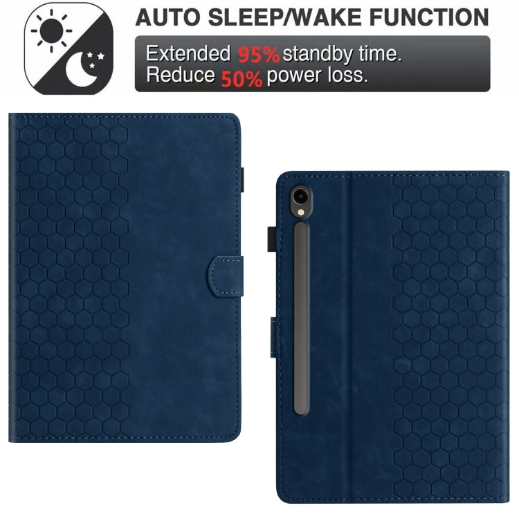 For Samsung Galaxy Tab S9 / S9 FE Honeycomb Embossed Leather Smart Tablet Case