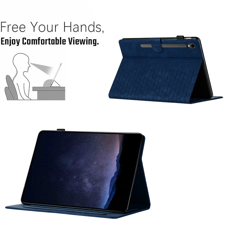 For Samsung Galaxy Tab S9 / S9 FE Honeycomb Embossed Leather Smart Tablet Case