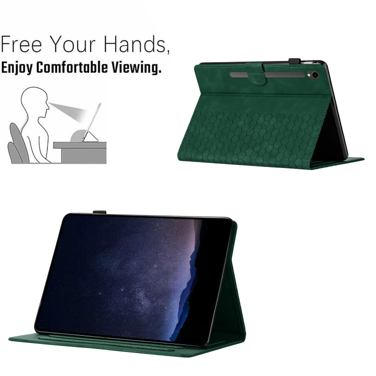 For Samsung Galaxy Tab S9 / S9 FE Honeycomb Embossed Leather Smart Tablet Case