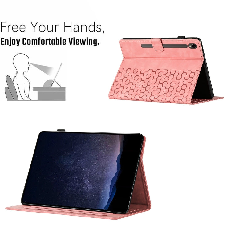 For Samsung Galaxy Tab S9 / S9 FE Honeycomb Embossed Leather Smart Tablet Case