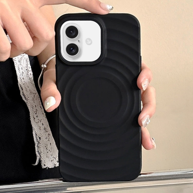 For iPhone 16 Plus Frosted Wave Texture MagSafe Magnetic TPU Phone Case