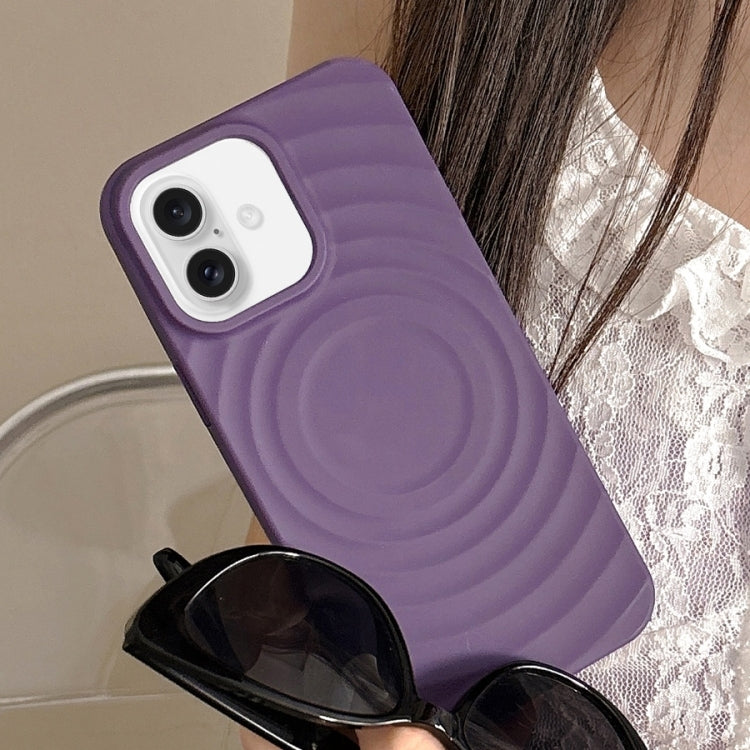 For iPhone 16 Plus Frosted Wave Texture MagSafe Magnetic TPU Phone Case