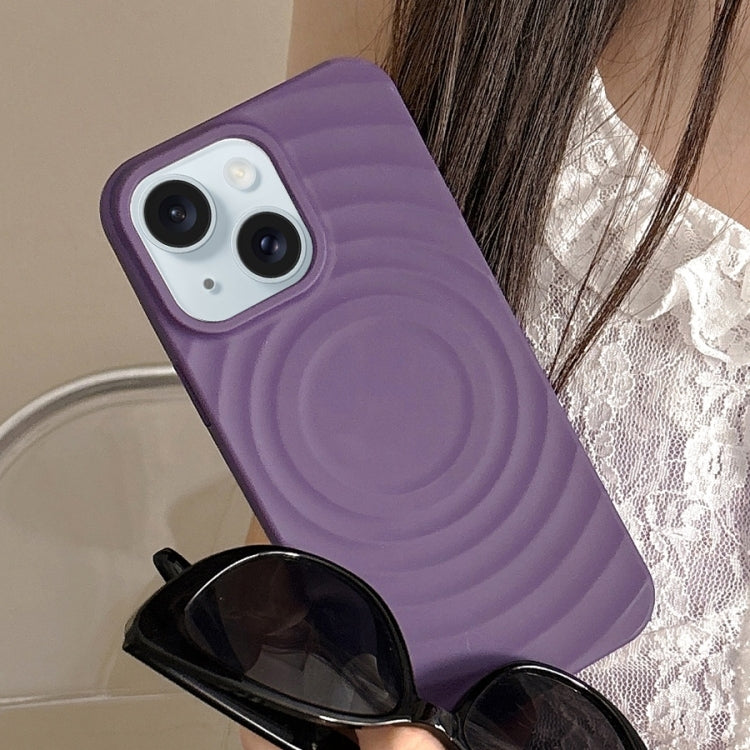 For iPhone 15 Frosted Wave Texture MagSafe Magnetic TPU Phone Case