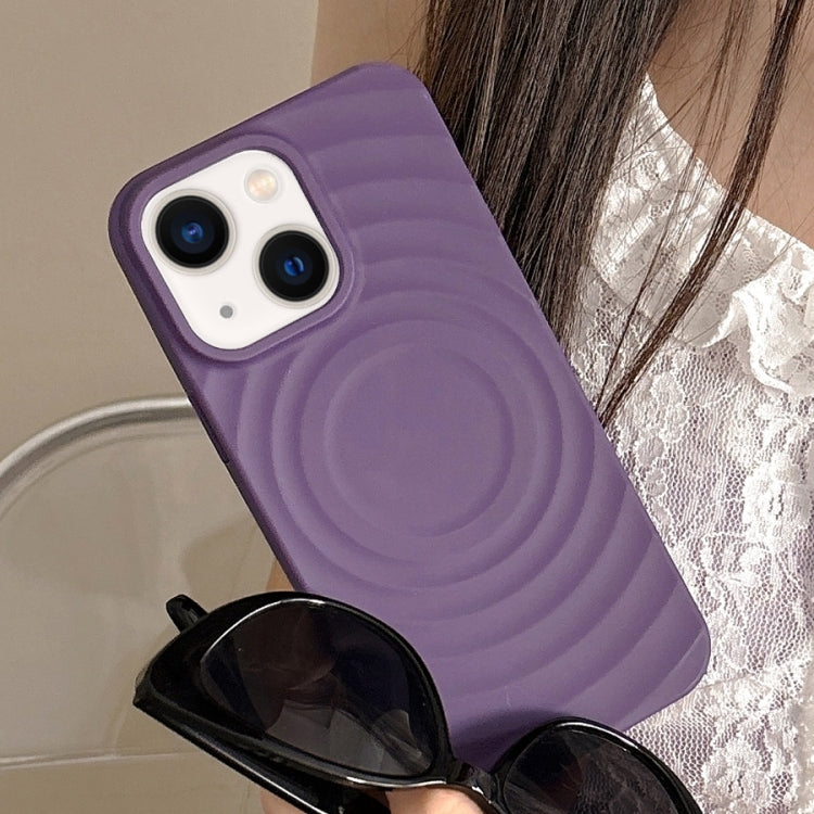 For iPhone 14 Plus Frosted Wave Texture MagSafe Magnetic TPU Phone Case