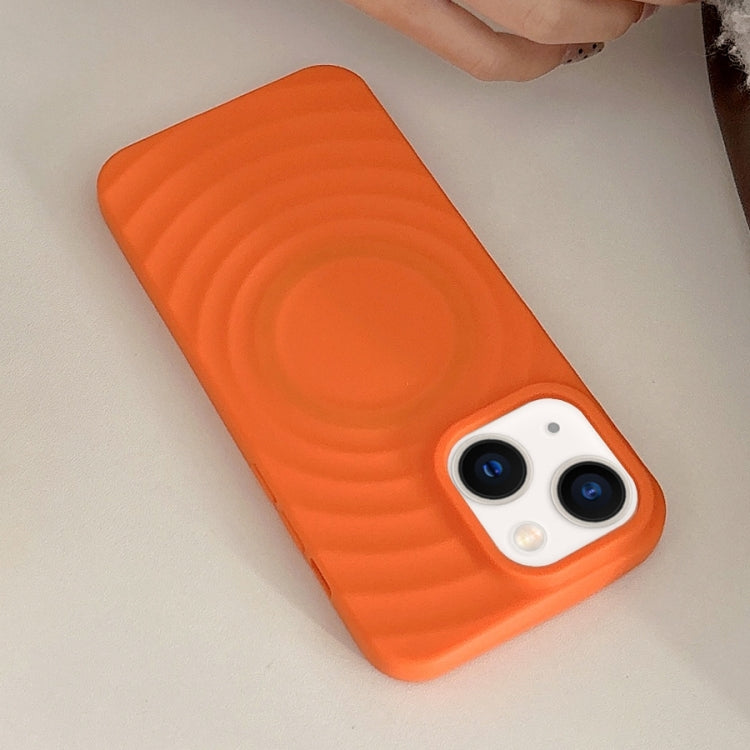 For iPhone 14 Plus Frosted Wave Texture MagSafe Magnetic TPU Phone Case