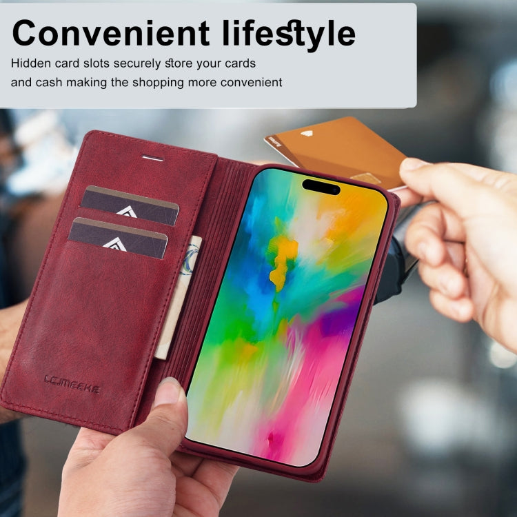 For iPhone 16 Pro Max LC.IMEEKE RFID Anti-theft Leather Phone Case