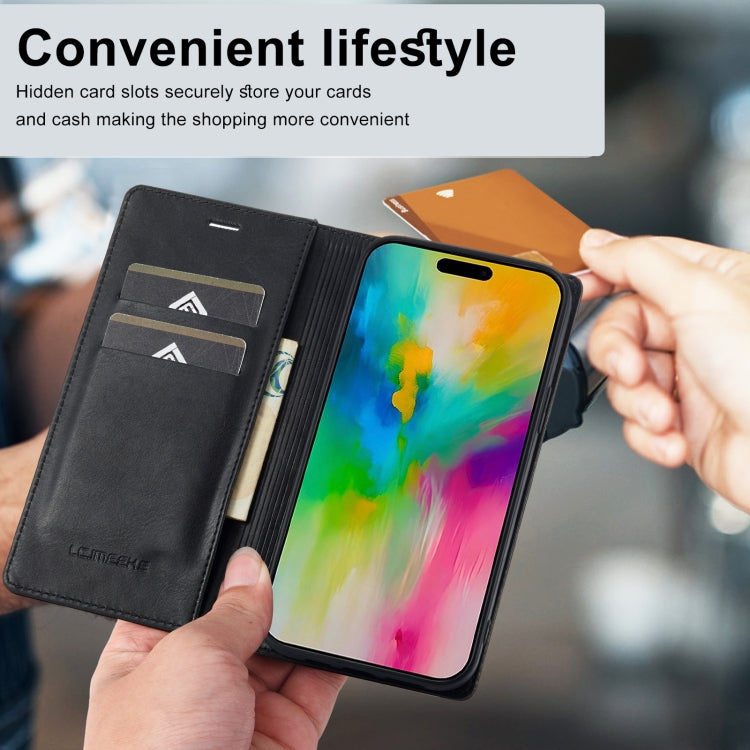 For iPhone 16 Pro LC.IMEEKE RFID Anti-theft Leather Phone Case