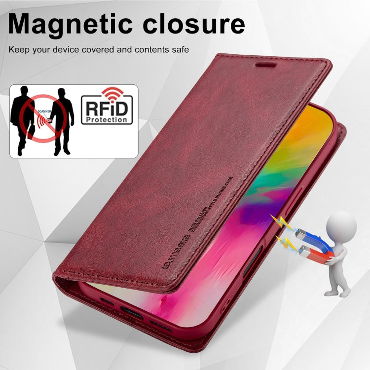 For iPhone 16 Plus LC.IMEEKE RFID Anti-theft Leather Phone Case