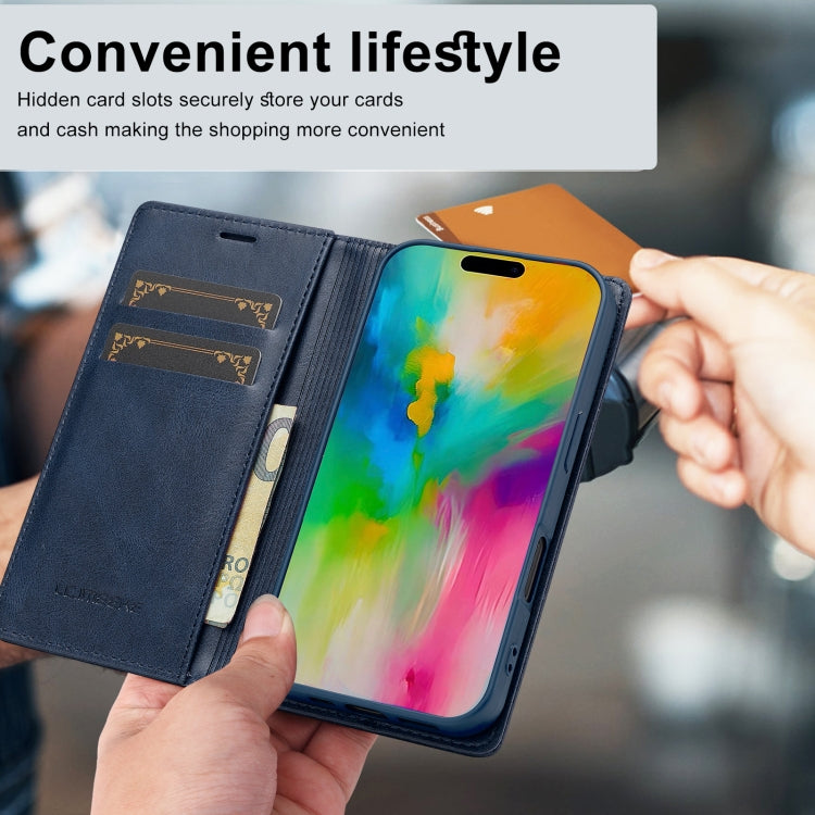 For iPhone 16 LC.IMEEKE RFID Anti-theft Leather Phone Case