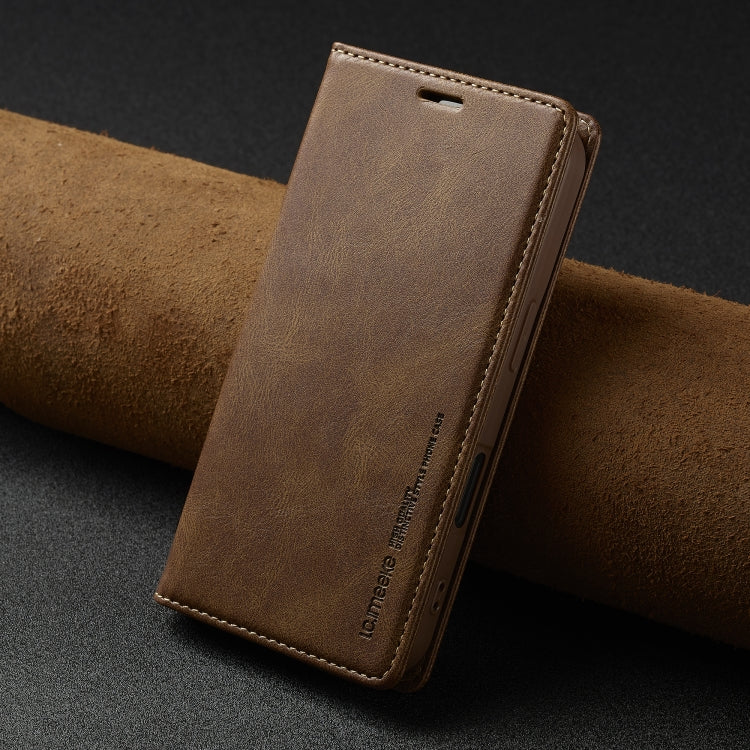 For iPhone 16 LC.IMEEKE RFID Anti-theft Leather Phone Case