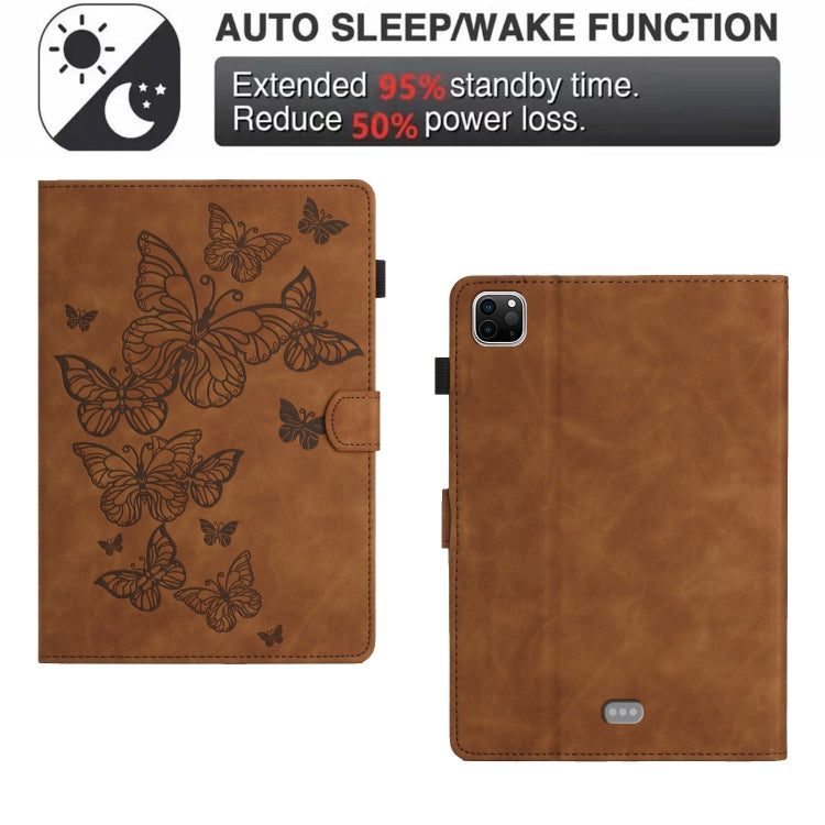 For iPad Pro 11 2025 / 2024 Butterflies Embossed Leather Smart Tablet Case