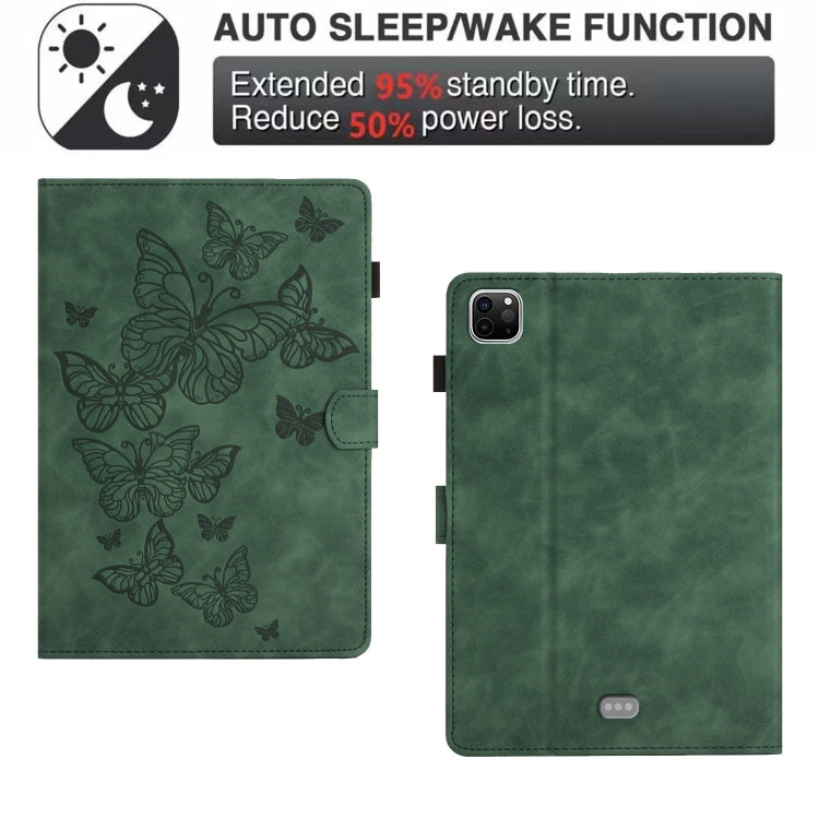 For iPad Pro 11 2025 / 2024 Butterflies Embossed Leather Smart Tablet Case