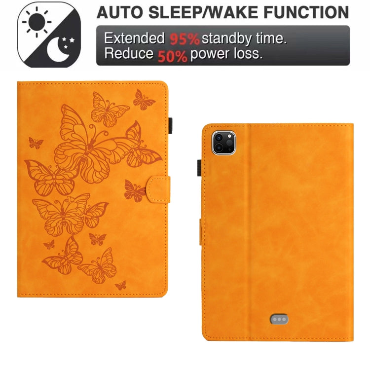 For iPad Pro 11 2025 / 2024 Butterflies Embossed Leather Smart Tablet Case