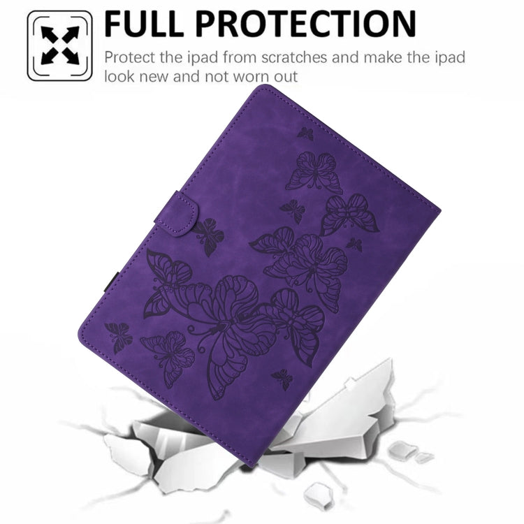 For iPad Pro 11 2025 / 2024 Butterflies Embossed Leather Smart Tablet Case