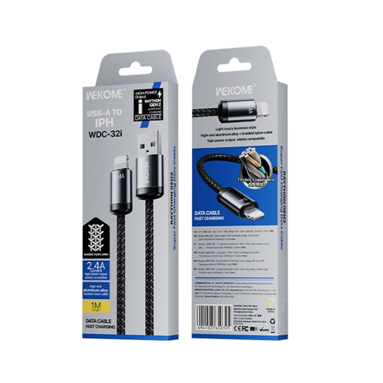 WK WDC-32i Raython Gen2 1m 2.4A USB to 8 Pin Fast Charging Data Cable - Black