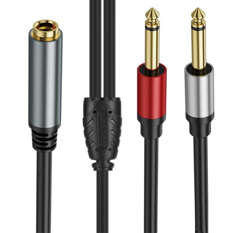 3m 6.35mm TRS Stereo Female to 2 x 6.35mm TS Male Mono Audio Adapter Cable - Black