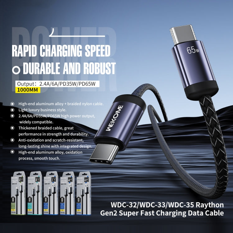 WK WDC-33 Raython Gen2 1m PD35W Type-C to 8 Pin Fast Charging Data Cable - Black