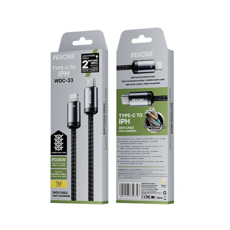 WK WDC-33 Raython Gen2 1m PD35W Type-C to 8 Pin Fast Charging Data Cable - Black