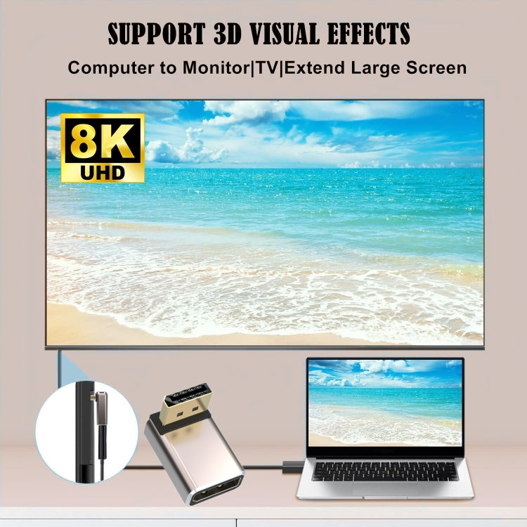 8K 60Hz PD1.4 Male Displayport to Female Displayport Adapter Converter, Angle:Left