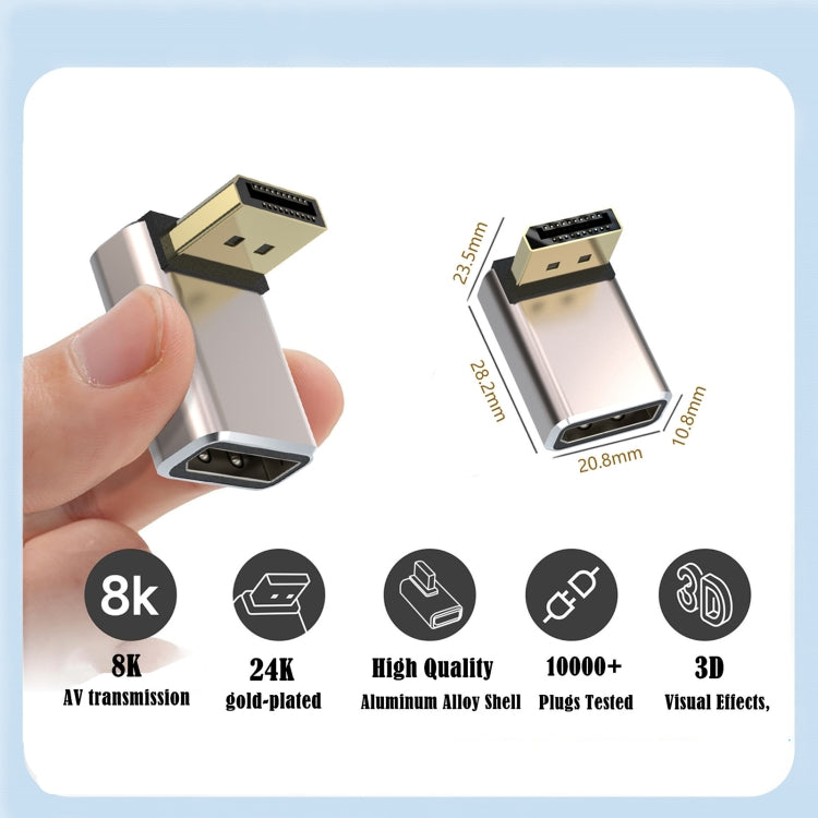 8K 60Hz PD1.4 Male Displayport to Female Displayport Adapter Converter, Angle:Right
